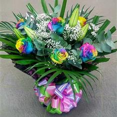 Rainbow Rose Bouquet - Valentines Day Only