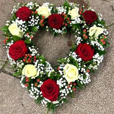 Red and White Rose Open Heart