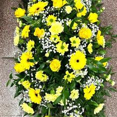 3' Casket spray with all yellow flowers